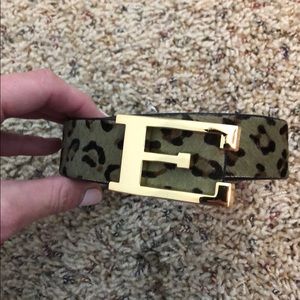 Initial Belt with Green Cheetah Print